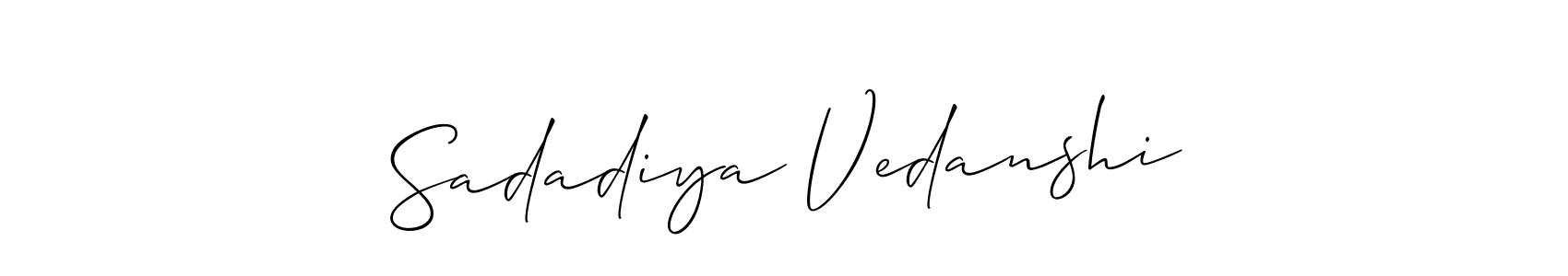 Make a short Sadadiya Vedanshi signature style. Manage your documents anywhere anytime using Allison_Script. Create and add eSignatures, submit forms, share and send files easily. Sadadiya Vedanshi signature style 2 images and pictures png