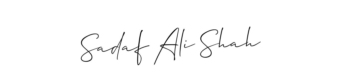 Make a short Sadaf Ali Shah signature style. Manage your documents anywhere anytime using Allison_Script. Create and add eSignatures, submit forms, share and send files easily. Sadaf Ali Shah signature style 2 images and pictures png