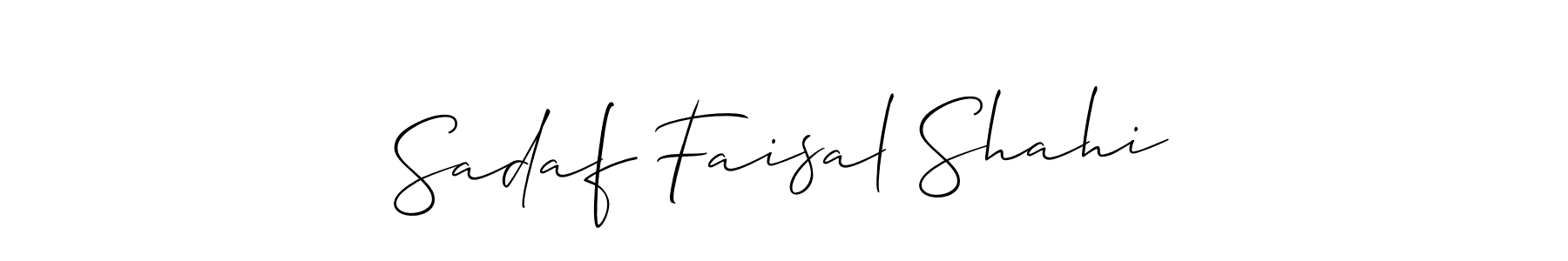 Also You can easily find your signature by using the search form. We will create Sadaf Faisal Shahi name handwritten signature images for you free of cost using Allison_Script sign style. Sadaf Faisal Shahi signature style 2 images and pictures png