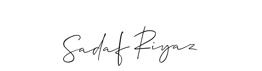 The best way (Allison_Script) to make a short signature is to pick only two or three words in your name. The name Sadaf Riyaz include a total of six letters. For converting this name. Sadaf Riyaz signature style 2 images and pictures png