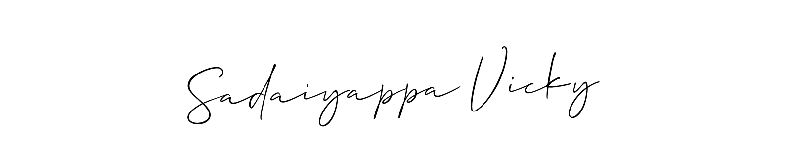if you are searching for the best signature style for your name Sadaiyappa Vicky. so please give up your signature search. here we have designed multiple signature styles  using Allison_Script. Sadaiyappa Vicky signature style 2 images and pictures png
