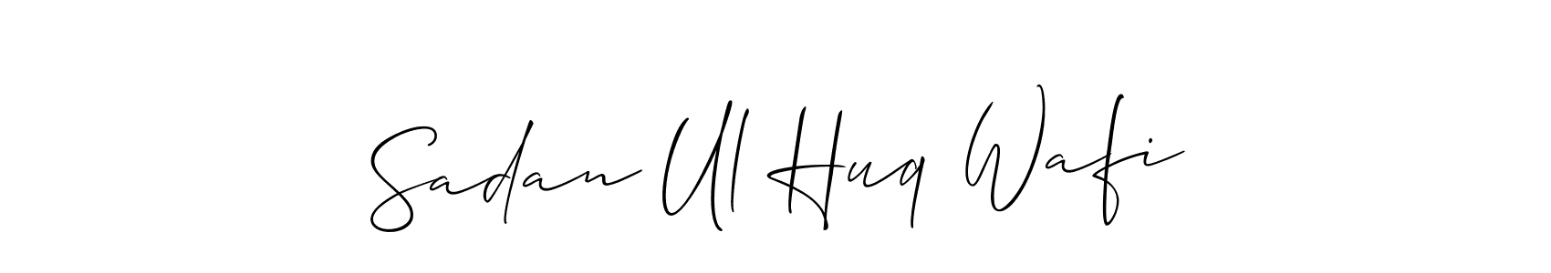 Also You can easily find your signature by using the search form. We will create Sadan Ul Huq Wafi name handwritten signature images for you free of cost using Allison_Script sign style. Sadan Ul Huq Wafi signature style 2 images and pictures png