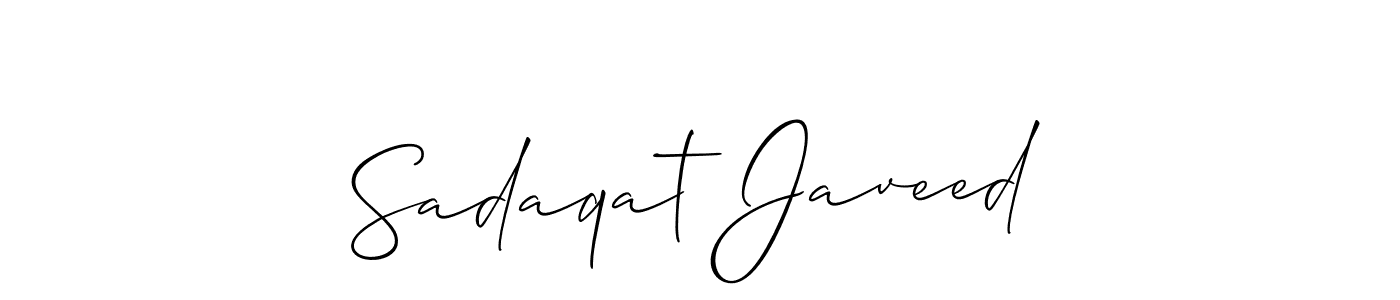 You should practise on your own different ways (Allison_Script) to write your name (Sadaqat Javeed) in signature. don't let someone else do it for you. Sadaqat Javeed signature style 2 images and pictures png