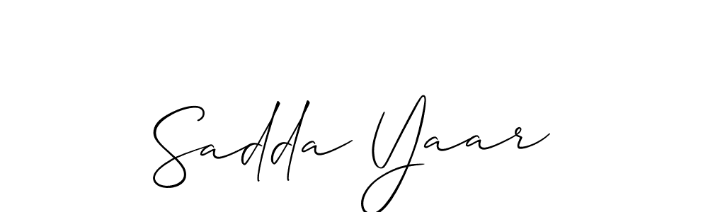 Allison_Script is a professional signature style that is perfect for those who want to add a touch of class to their signature. It is also a great choice for those who want to make their signature more unique. Get Sadda Yaar name to fancy signature for free. Sadda Yaar signature style 2 images and pictures png