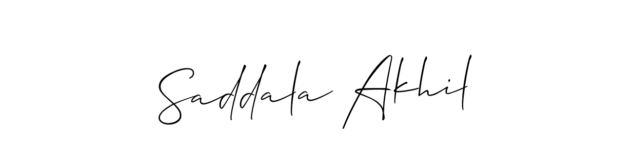 if you are searching for the best signature style for your name Saddala Akhil. so please give up your signature search. here we have designed multiple signature styles  using Allison_Script. Saddala Akhil signature style 2 images and pictures png