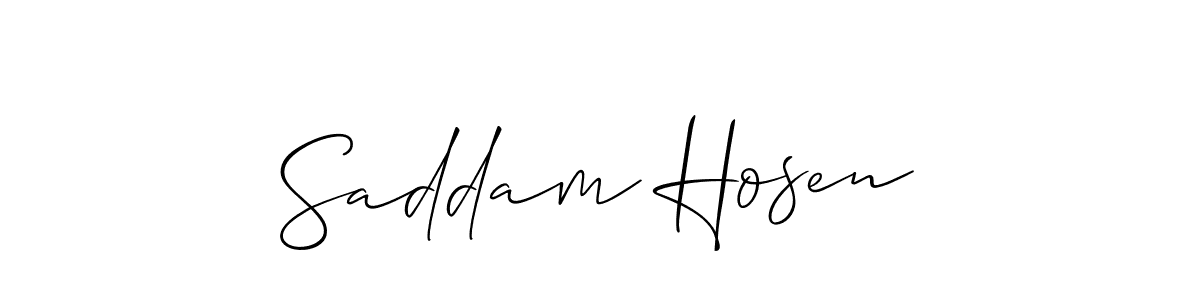 Use a signature maker to create a handwritten signature online. With this signature software, you can design (Allison_Script) your own signature for name Saddam Hosen. Saddam Hosen signature style 2 images and pictures png