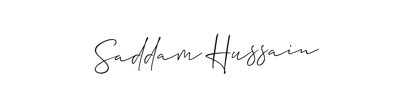 Make a beautiful signature design for name Saddam Hussain. With this signature (Allison_Script) style, you can create a handwritten signature for free. Saddam Hussain signature style 2 images and pictures png