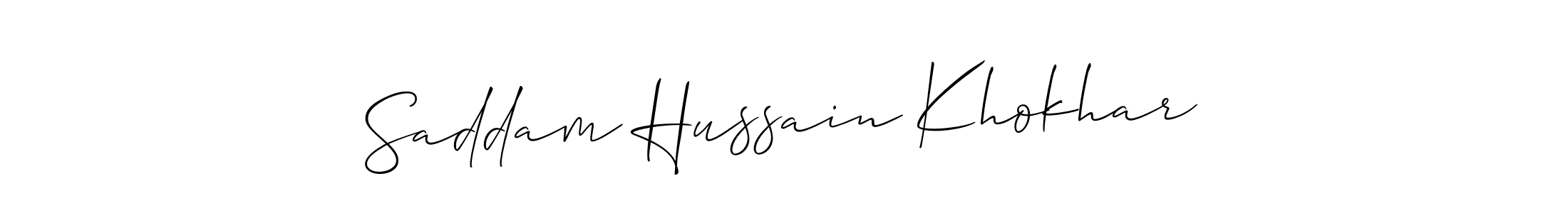 if you are searching for the best signature style for your name Saddam Hussain Khokhar. so please give up your signature search. here we have designed multiple signature styles  using Allison_Script. Saddam Hussain Khokhar signature style 2 images and pictures png