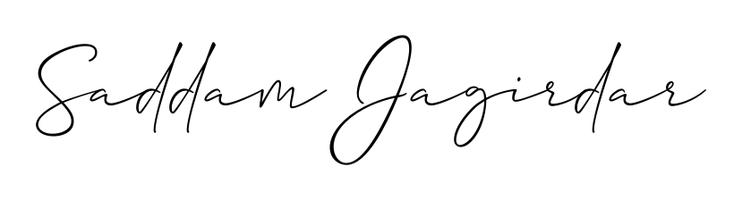 Stand out with a creative autograph for Saddam Jagirdar. The Allison_Script styling blends modern aesthetics with classic signature flourishes. Saddam Jagirdar signature style 2 images and pictures png