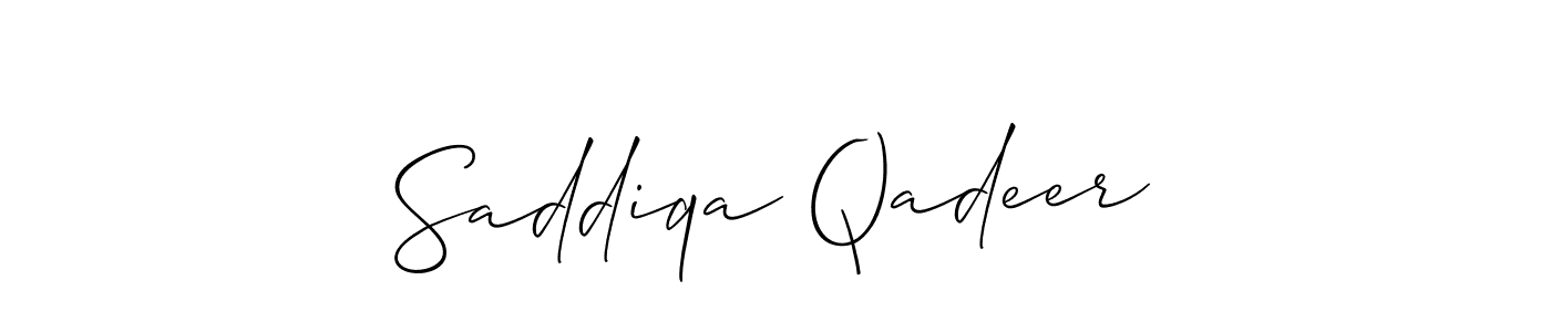 Also we have Saddiqa Qadeer name is the best signature style. Create professional handwritten signature collection using Allison_Script autograph style. Saddiqa Qadeer signature style 2 images and pictures png