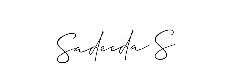 You should practise on your own different ways (Allison_Script) to write your name (Sadeeda S) in signature. don't let someone else do it for you. Sadeeda S signature style 2 images and pictures png