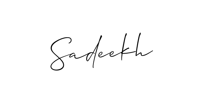 It looks lik you need a new signature style for name Sadeekh. Design unique handwritten (Allison_Script) signature with our free signature maker in just a few clicks. Sadeekh signature style 2 images and pictures png