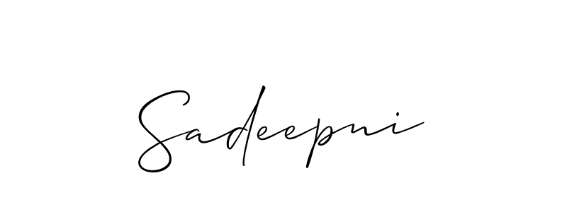 The best way (Allison_Script) to make a short signature is to pick only two or three words in your name. The name Sadeepni include a total of six letters. For converting this name. Sadeepni signature style 2 images and pictures png