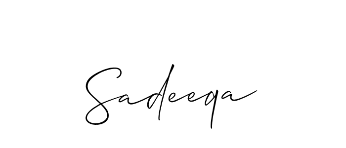 Make a beautiful signature design for name Sadeeqa. With this signature (Allison_Script) style, you can create a handwritten signature for free. Sadeeqa signature style 2 images and pictures png