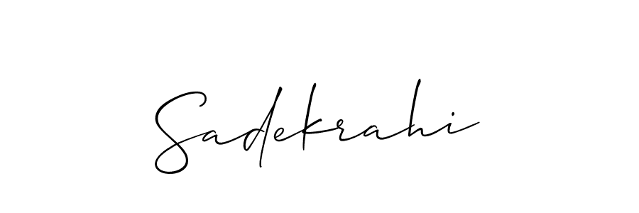 Use a signature maker to create a handwritten signature online. With this signature software, you can design (Allison_Script) your own signature for name Sadekrahi. Sadekrahi signature style 2 images and pictures png