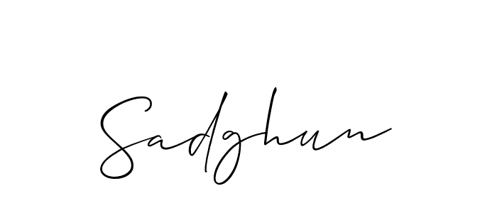 Create a beautiful signature design for name Sadghun. With this signature (Allison_Script) fonts, you can make a handwritten signature for free. Sadghun signature style 2 images and pictures png