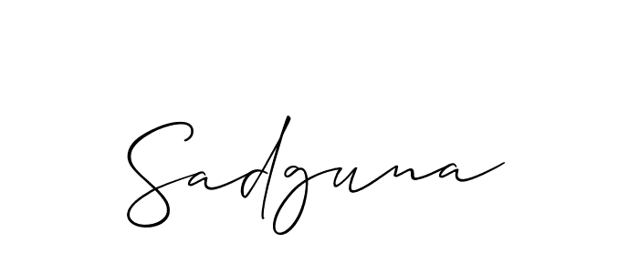 if you are searching for the best signature style for your name Sadguna. so please give up your signature search. here we have designed multiple signature styles  using Allison_Script. Sadguna signature style 2 images and pictures png