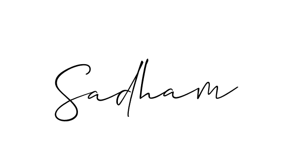 Design your own signature with our free online signature maker. With this signature software, you can create a handwritten (Allison_Script) signature for name Sadham. Sadham signature style 2 images and pictures png