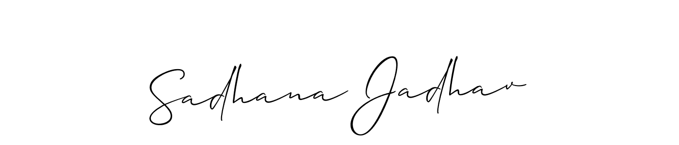 You should practise on your own different ways (Allison_Script) to write your name (Sadhana Jadhav) in signature. don't let someone else do it for you. Sadhana Jadhav signature style 2 images and pictures png