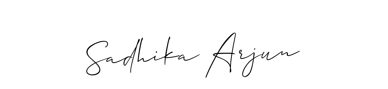 Similarly Allison_Script is the best handwritten signature design. Signature creator online .You can use it as an online autograph creator for name Sadhika Arjun. Sadhika Arjun signature style 2 images and pictures png