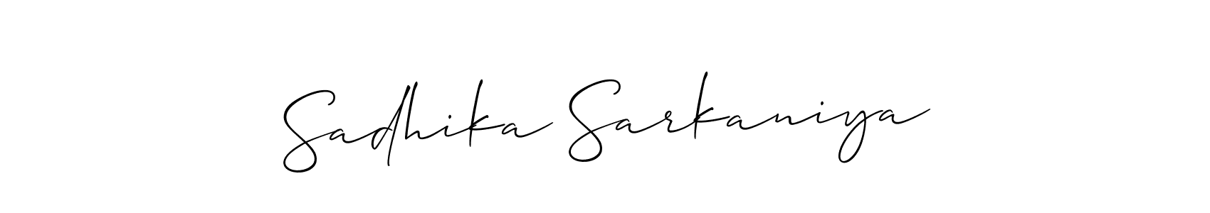 Also You can easily find your signature by using the search form. We will create Sadhika Sarkaniya name handwritten signature images for you free of cost using Allison_Script sign style. Sadhika Sarkaniya signature style 2 images and pictures png