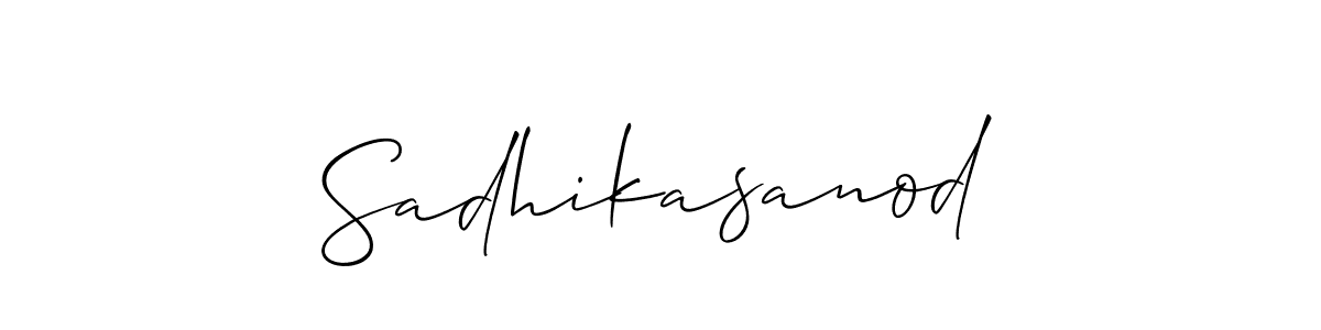 The best way (Allison_Script) to make a short signature is to pick only two or three words in your name. The name Sadhikasanod include a total of six letters. For converting this name. Sadhikasanod signature style 2 images and pictures png