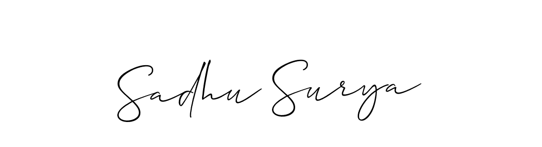 Make a beautiful signature design for name Sadhu Surya. With this signature (Allison_Script) style, you can create a handwritten signature for free. Sadhu Surya signature style 2 images and pictures png