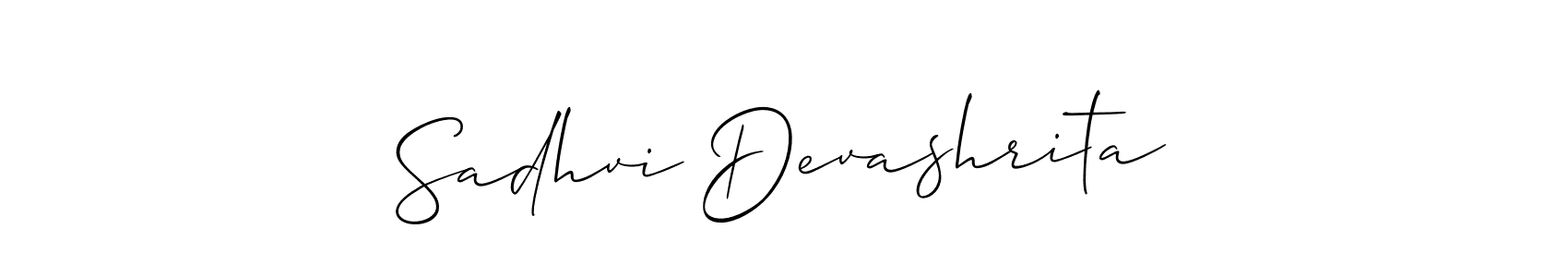It looks lik you need a new signature style for name Sadhvi Devashrita. Design unique handwritten (Allison_Script) signature with our free signature maker in just a few clicks. Sadhvi Devashrita signature style 2 images and pictures png