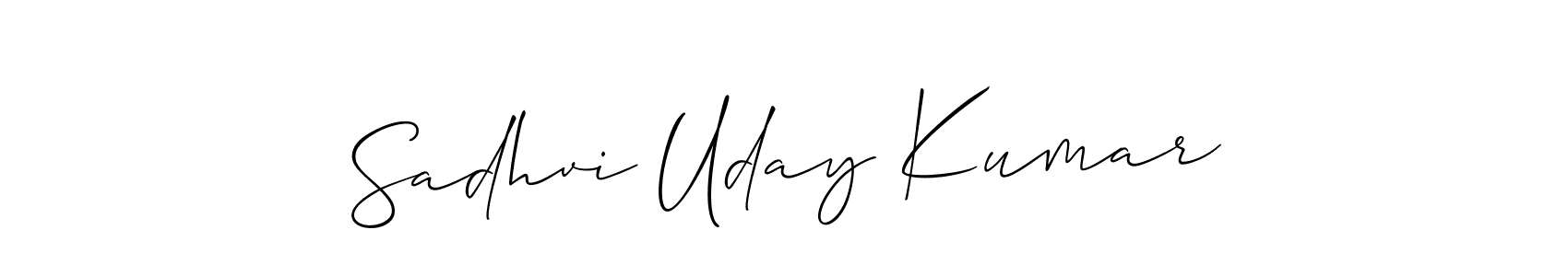 You should practise on your own different ways (Allison_Script) to write your name (Sadhvi Uday Kumar) in signature. don't let someone else do it for you. Sadhvi Uday Kumar signature style 2 images and pictures png