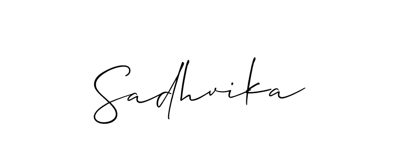 Make a beautiful signature design for name Sadhvika. With this signature (Allison_Script) style, you can create a handwritten signature for free. Sadhvika signature style 2 images and pictures png