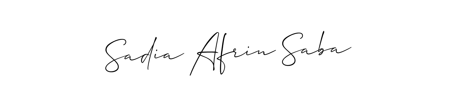 Make a short Sadia Afrin Saba signature style. Manage your documents anywhere anytime using Allison_Script. Create and add eSignatures, submit forms, share and send files easily. Sadia Afrin Saba signature style 2 images and pictures png