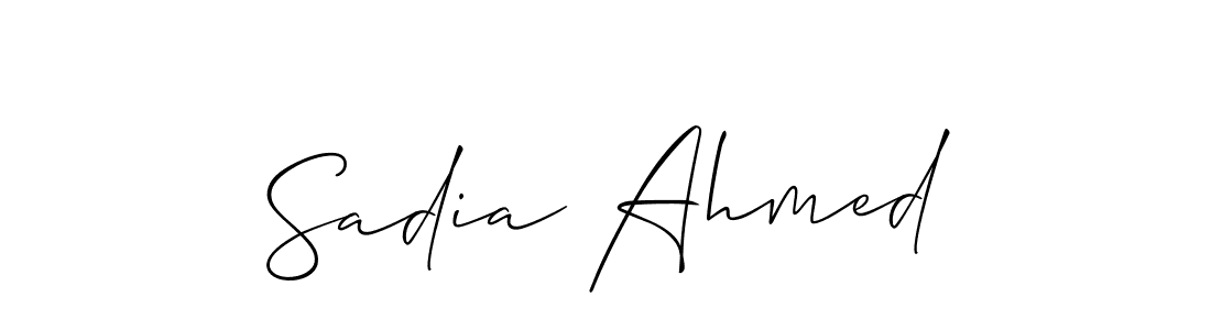 The best way (Allison_Script) to make a short signature is to pick only two or three words in your name. The name Sadia Ahmed include a total of six letters. For converting this name. Sadia Ahmed signature style 2 images and pictures png