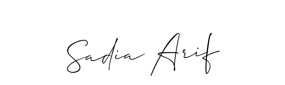 Create a beautiful signature design for name Sadia Arif. With this signature (Allison_Script) fonts, you can make a handwritten signature for free. Sadia Arif signature style 2 images and pictures png