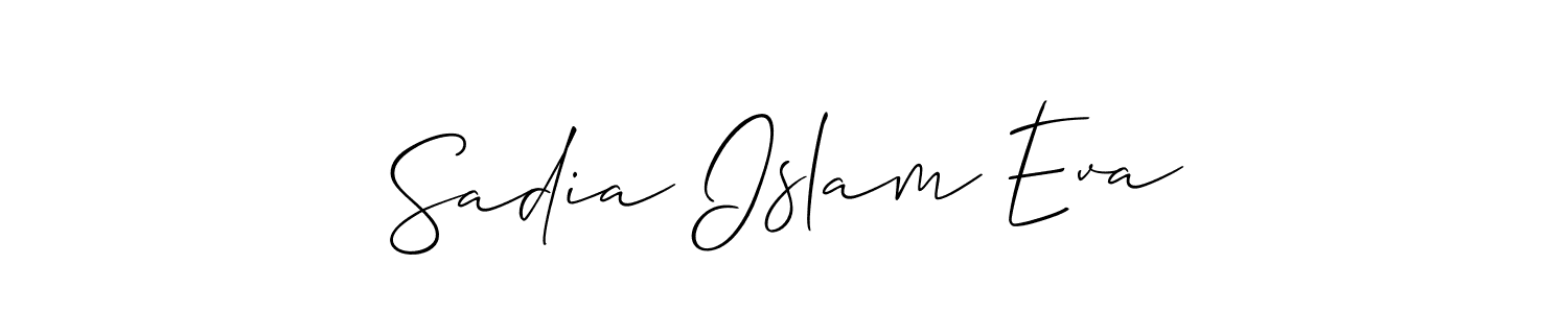 Make a beautiful signature design for name Sadia Islam Eva. With this signature (Allison_Script) style, you can create a handwritten signature for free. Sadia Islam Eva signature style 2 images and pictures png