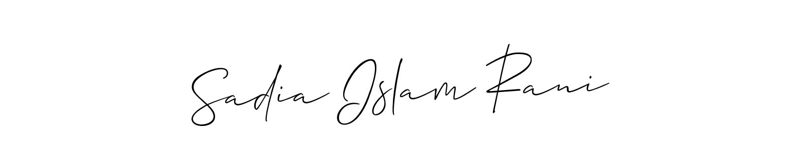 Make a short Sadia Islam Rani signature style. Manage your documents anywhere anytime using Allison_Script. Create and add eSignatures, submit forms, share and send files easily. Sadia Islam Rani signature style 2 images and pictures png