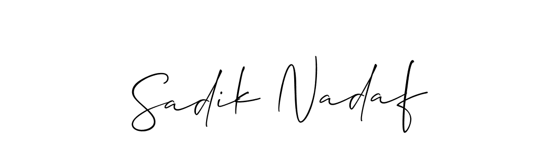 The best way (Allison_Script) to make a short signature is to pick only two or three words in your name. The name Sadik Nadaf include a total of six letters. For converting this name. Sadik Nadaf signature style 2 images and pictures png