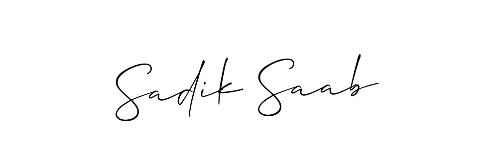 Make a short Sadik Saab signature style. Manage your documents anywhere anytime using Allison_Script. Create and add eSignatures, submit forms, share and send files easily. Sadik Saab signature style 2 images and pictures png