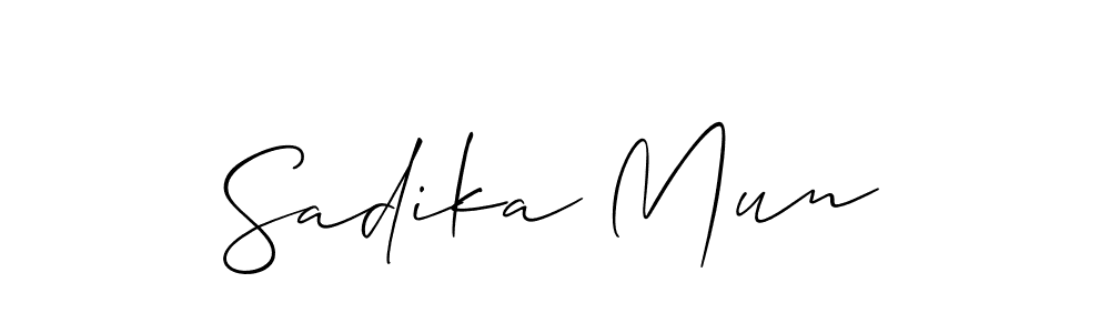 Make a short Sadika Mun signature style. Manage your documents anywhere anytime using Allison_Script. Create and add eSignatures, submit forms, share and send files easily. Sadika Mun signature style 2 images and pictures png