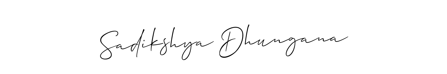if you are searching for the best signature style for your name Sadikshya Dhungana. so please give up your signature search. here we have designed multiple signature styles  using Allison_Script. Sadikshya Dhungana signature style 2 images and pictures png