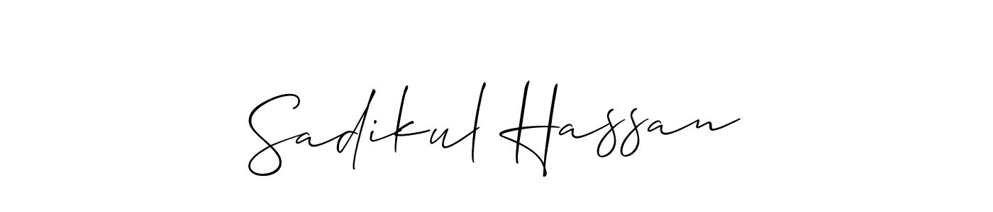 How to make Sadikul Hassan name signature. Use Allison_Script style for creating short signs online. This is the latest handwritten sign. Sadikul Hassan signature style 2 images and pictures png