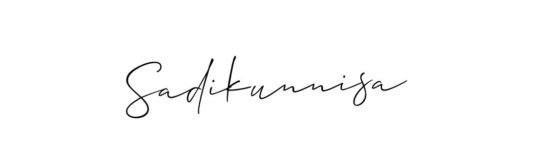 Make a short Sadikunnisa signature style. Manage your documents anywhere anytime using Allison_Script. Create and add eSignatures, submit forms, share and send files easily. Sadikunnisa signature style 2 images and pictures png