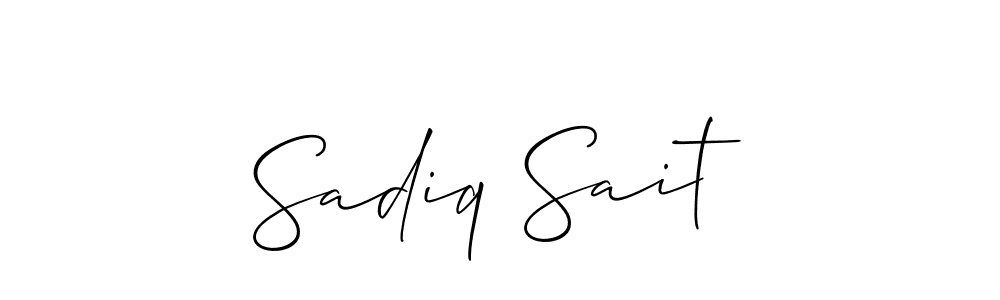 You should practise on your own different ways (Allison_Script) to write your name (Sadiq Sait) in signature. don't let someone else do it for you. Sadiq Sait signature style 2 images and pictures png