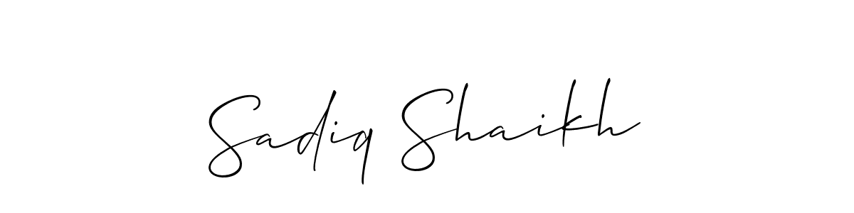 Create a beautiful signature design for name Sadiq Shaikh. With this signature (Allison_Script) fonts, you can make a handwritten signature for free. Sadiq Shaikh signature style 2 images and pictures png