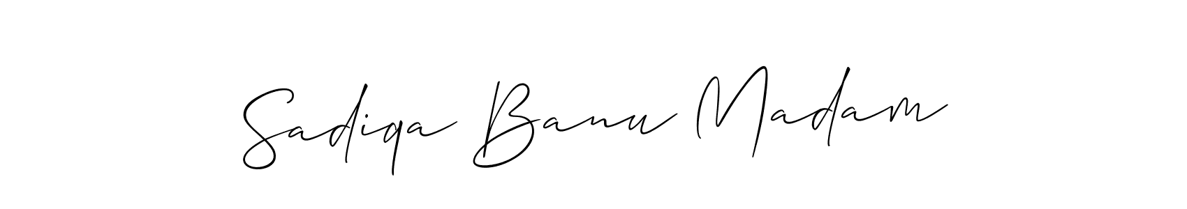 Allison_Script is a professional signature style that is perfect for those who want to add a touch of class to their signature. It is also a great choice for those who want to make their signature more unique. Get Sadiqa Banu Madam name to fancy signature for free. Sadiqa Banu Madam signature style 2 images and pictures png