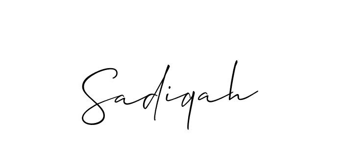 Also we have Sadiqah name is the best signature style. Create professional handwritten signature collection using Allison_Script autograph style. Sadiqah signature style 2 images and pictures png