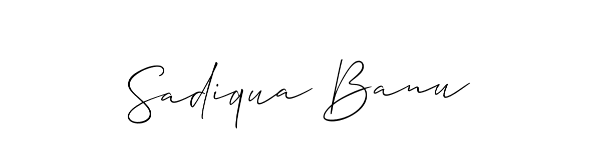 Make a beautiful signature design for name Sadiqua Banu. With this signature (Allison_Script) style, you can create a handwritten signature for free. Sadiqua Banu signature style 2 images and pictures png