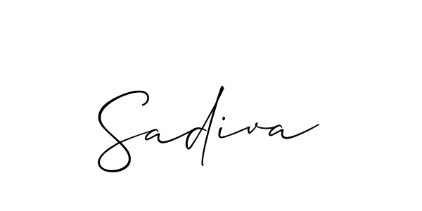 The best way (Allison_Script) to make a short signature is to pick only two or three words in your name. The name Sadiva include a total of six letters. For converting this name. Sadiva signature style 2 images and pictures png