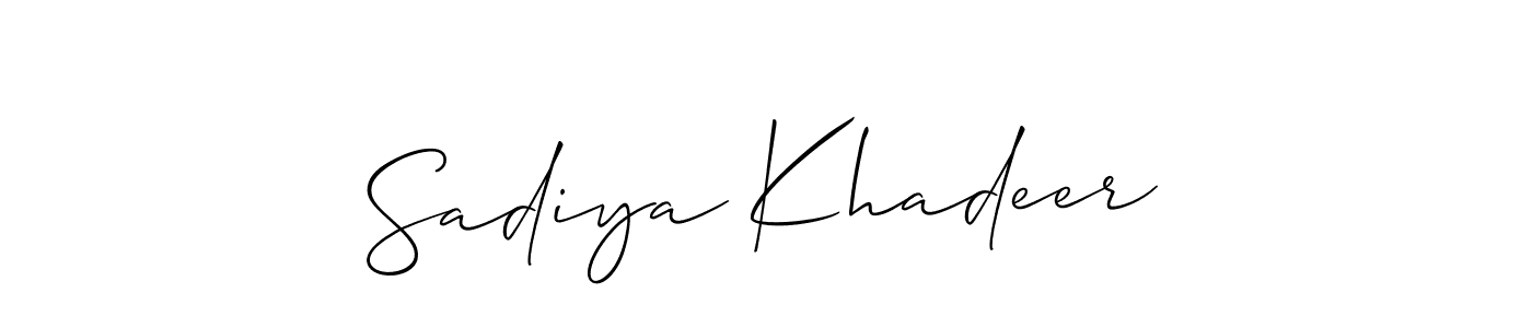 Create a beautiful signature design for name Sadiya Khadeer. With this signature (Allison_Script) fonts, you can make a handwritten signature for free. Sadiya Khadeer signature style 2 images and pictures png