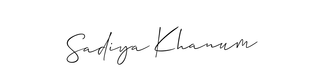 The best way (Allison_Script) to make a short signature is to pick only two or three words in your name. The name Sadiya Khanum include a total of six letters. For converting this name. Sadiya Khanum signature style 2 images and pictures png