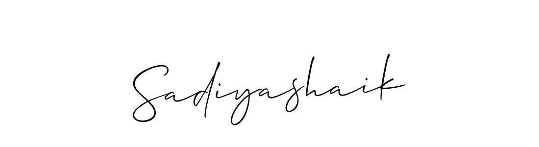 Allison_Script is a professional signature style that is perfect for those who want to add a touch of class to their signature. It is also a great choice for those who want to make their signature more unique. Get Sadiyashaik name to fancy signature for free. Sadiyashaik signature style 2 images and pictures png